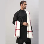 Men's White Wool Pashmina Wrap Shawl - Image 3