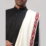 Men's White Wool Pashmina Wrap Shawl - Image 6