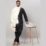 Men's White Wool Pashmina Wrap Shawl - Image 2