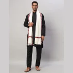 Men's White Wool Pashmina Wrap Shawl - Image 5