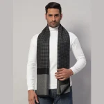 Men's Winter Grey & Black Abstract Scarf / Muffler
