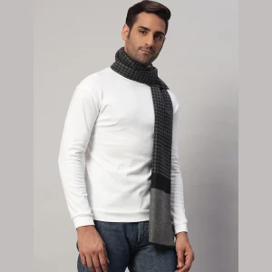 Men's Winter Grey & Black Abstract Scarf / Muffler - Image 4