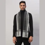 Men's Winter Soft Wool Grey & Black Striped Muffles
