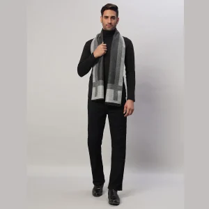 Men's Winter Soft Wool Grey & Black Striped Muffles - Image 5
