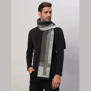 Men's Winter Soft Wool Grey & Black Striped Muffles - Image 3