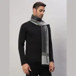 Men's Winter Soft Wool Grey & Black Striped Muffles - Image 4