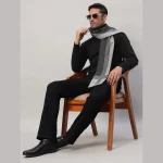 Men's Winter Soft Wool Grey & Black Striped Muffles - Image 2