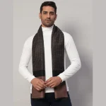 Men's Winter Soft Wool Scarf Brown Abstract Muffler