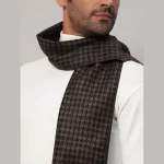 Men's Winter Soft Wool Scarf Brown Abstract Muffler - Image 6