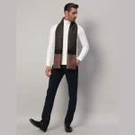 Men's Winter Soft Wool Scarf Brown Abstract Muffler - Image 5