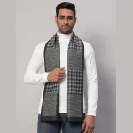 Men's Winter Warm Scarf Reversible Black & Grey Check Muffler