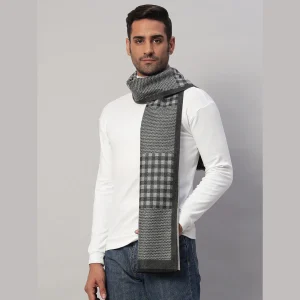 Men's Winter Warm Scarf Reversible Black & Grey Check Muffler - Image 3