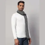 Men's Winter Warm Scarf Reversible Black & Grey Check Muffler - Image 4