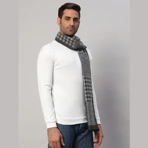 Men's Winter Warm Scarf Reversible Black & Grey Check Muffler - Image 4