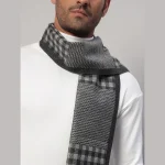 Men's Winter Warm Scarf Reversible Black & Grey Check Muffler - Image 6