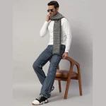 Men's Winter Warm Scarf Reversible Black & Grey Check Muffler - Image 2