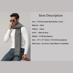 Men's Winter Warm Scarf Reversible Black & Grey Check Muffler - Image 8