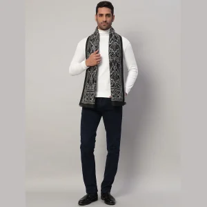 Men's Winter Warm Scarf Wrap Black Floral Muffler - Image 5