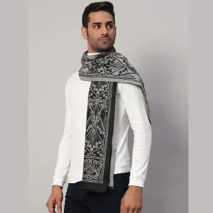 Men's Winter Warm Scarf Wrap Black Floral Muffler - Image 3