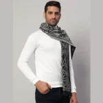 Men's Winter Warm Scarf Wrap Black Floral Muffler - Image 4