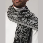 Men's Winter Warm Scarf Wrap Black Floral Muffler - Image 6