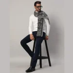 Men's Winter Warm Scarf Wrap Black Floral Muffler - Image 2