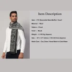 Men's Winter Warm Scarf Wrap Black Floral Muffler - Image 8