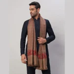 Men's Winter Wrap Brown Striped Shawl
