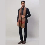 Men's Winter Wrap Brown Striped Shawl - Image 5