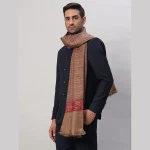 Men's Winter Wrap Brown Striped Shawl - Image 3