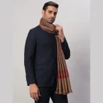Men's Winter Wrap Brown Striped Shawl - Image 4