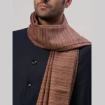 Men's Winter Wrap Brown Striped Shawl - Image 6