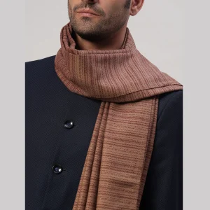 Men's Winter Wrap Brown Striped Shawl - Image 6