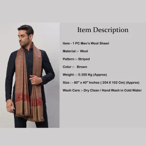 Men's Winter Wrap Brown Striped Shawl - Image 8