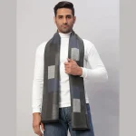 Men's Winter Wrap Grey Check Scarf Soft Wool Muffler