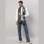 Men's Winter Wrap Grey Check Scarf Soft Wool Muffler - Image 5