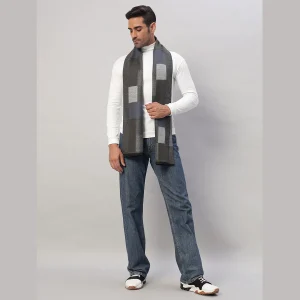 Men's Winter Wrap Grey Check Scarf Soft Wool Muffler - Image 5