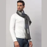 Men's Winter Wrap Grey Check Scarf Soft Wool Muffler - Image 4