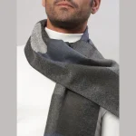 Men's Winter Wrap Grey Check Scarf Soft Wool Muffler - Image 6