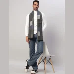 Men's Winter Wrap Grey Check Scarf Soft Wool Muffler - Image 2