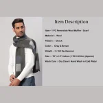 Men's Winter Wrap Grey Check Scarf Soft Wool Muffler - Image 8