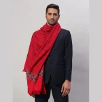 Men's Winter Wrap Oversize Red Striped Shawl