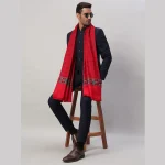 Men's Winter Wrap Oversize Red Striped Shawl - Image 4