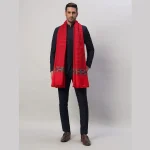 Men's Winter Wrap Oversize Red Striped Shawl - Image 5