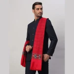 Men's Winter Wrap Oversize Red Striped Shawl - Image 3