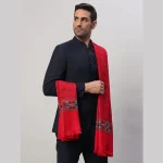 Men's Winter Wrap Oversize Red Striped Shawl - Image 2