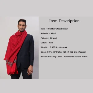 Men's Winter Wrap Oversize Red Striped Shawl - Image 8