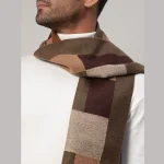 Men's Wool Scarf Brown & Beige Check Muffler 70"x12" - Image 6