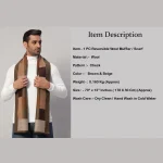Men's Wool Scarf Brown & Beige Check Muffler 70"x12" - Image 8