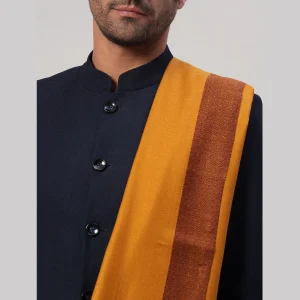 Men's Wrap Mustard Yellow Wool Shawl - Image 6
